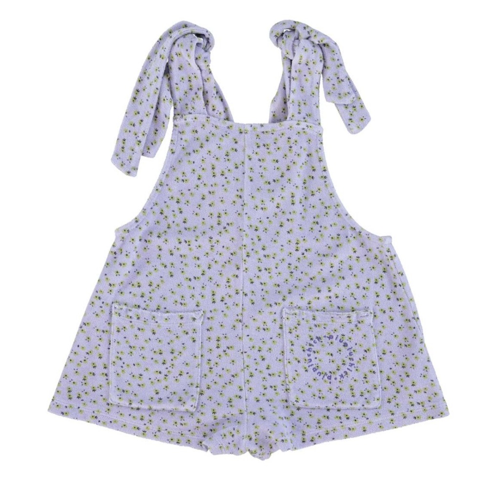Piupiuchick Short Jumpsuit with Straps Lavender | Yellow Flowers 4T